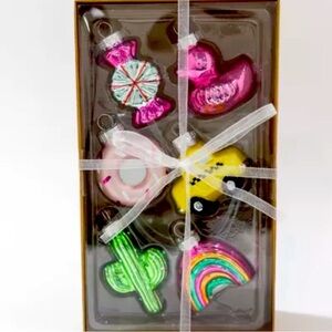 3 for $15 SALE Target Bullseye Set of 6 Mini Glass Holiday Ornaments, New in Box